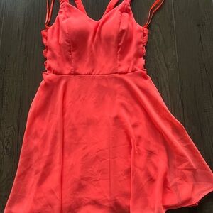 Elegant Coral Sleeveless Dress